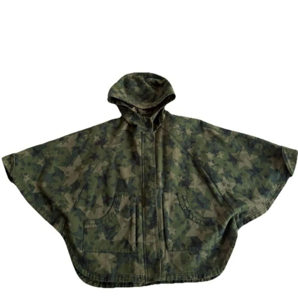 Zara Kids Girls Camouflage Camo Star Cape Cotton Hooded Sz 7/8.